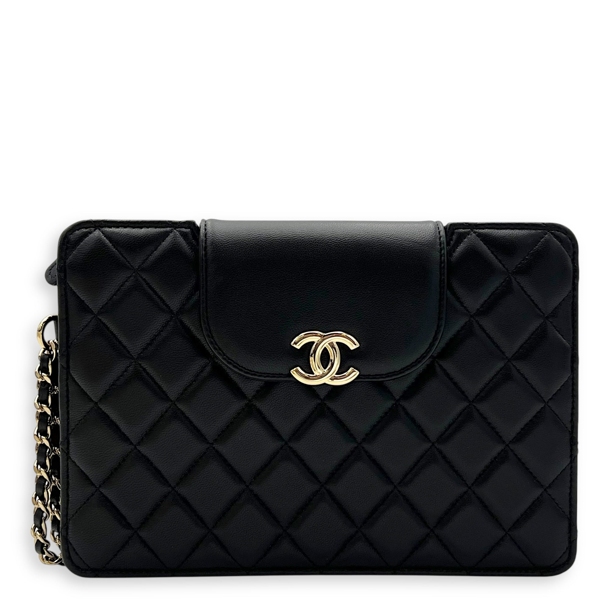 Chanel CC Clutch Black in Lambskin, Gold hardware_1