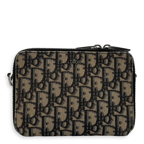 Christian Dior Zipped Pouch Oblique Blue Crossbody Bag in Jacquard, Silver hardware_1