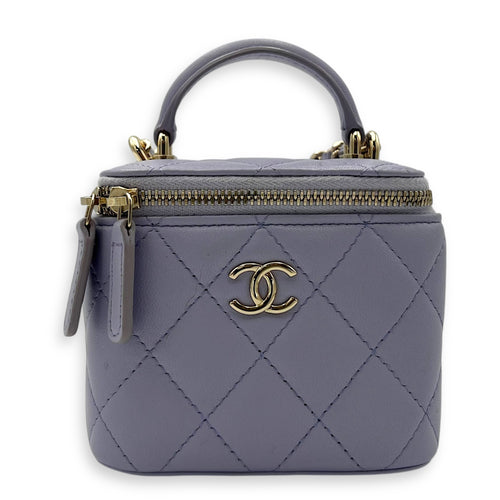 Chanel Vanity Crossbody Bag Mini Purple in Lambskin, Gold hardware_1