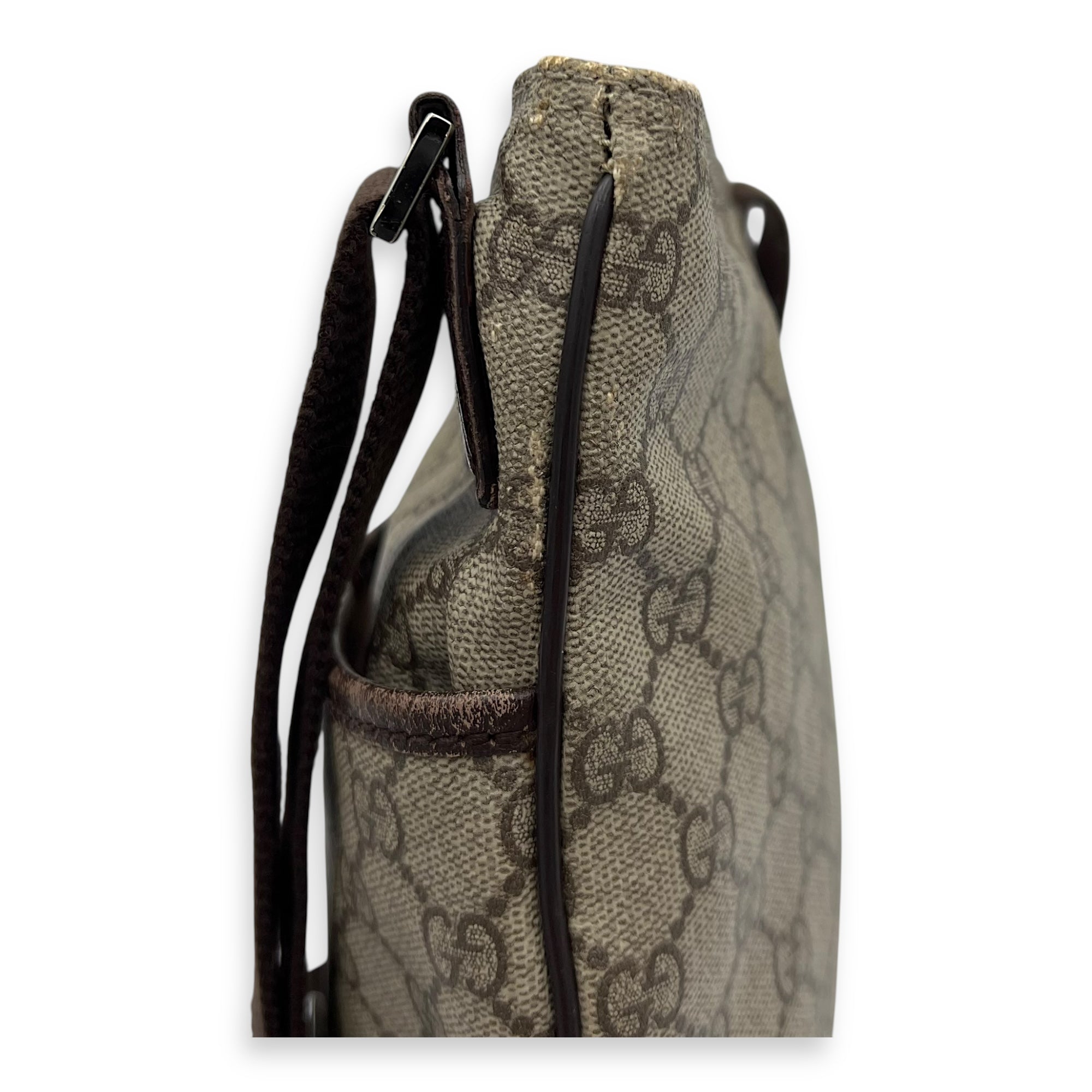 Gucci GG Supreme Shoulder Bag Brown in Coated Canvas, Silver hardware_10