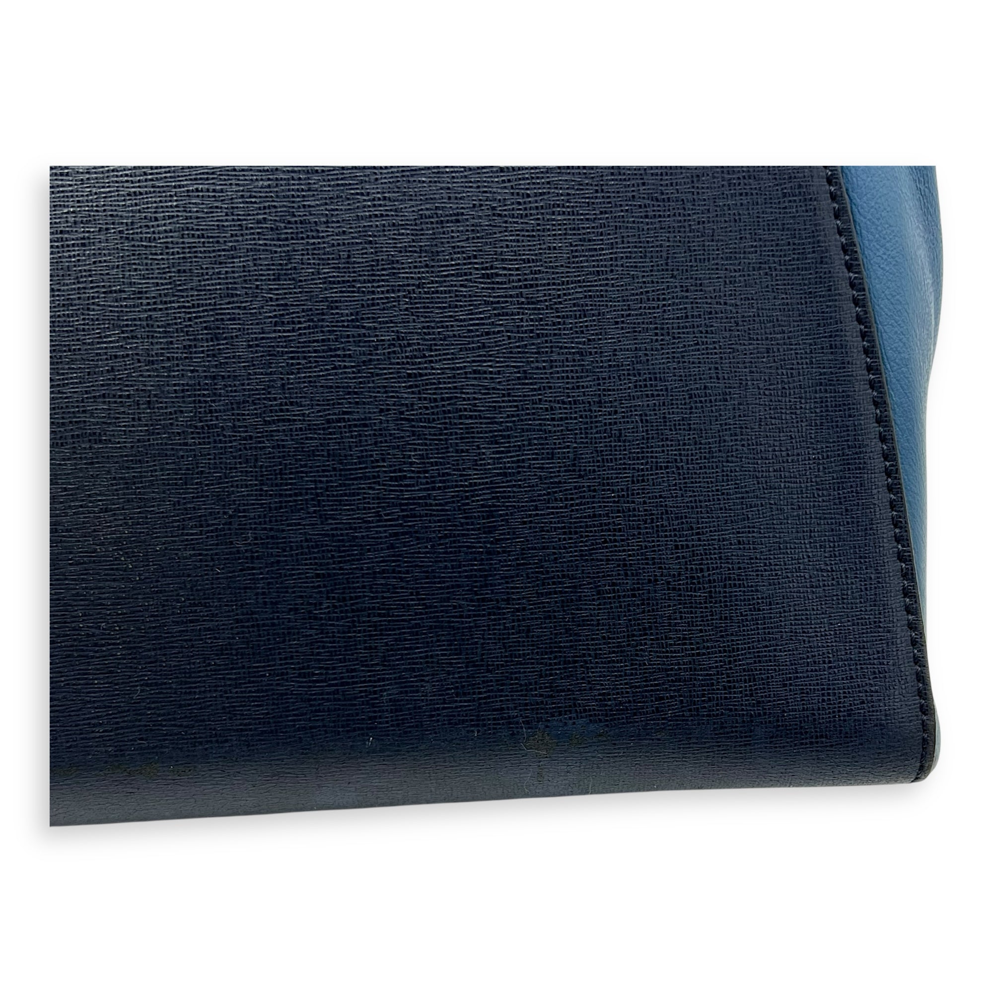 Fendi 2Jours Top Handle Bag Blue in Calfskin, Silver hardware_12