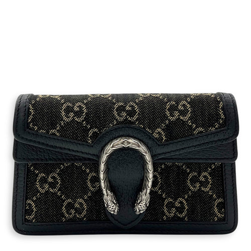 Gucci Dionysus Super Mini Black Crossbody Bag in Canvas, Silver hardware_1
