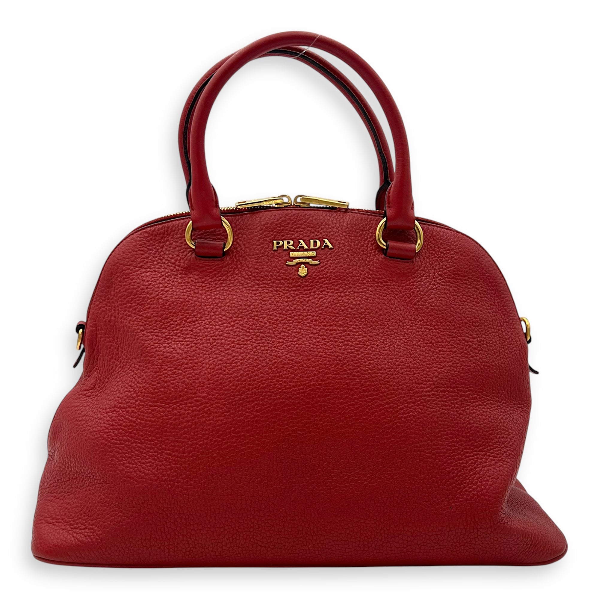 Prada Vitello Daino Medium Red Crossbody Bag in Calfskin, Gold hardware_1