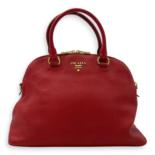 Prada Vitello Daino Medium Red Crossbody Bag in Calfskin, Gold hardware_1