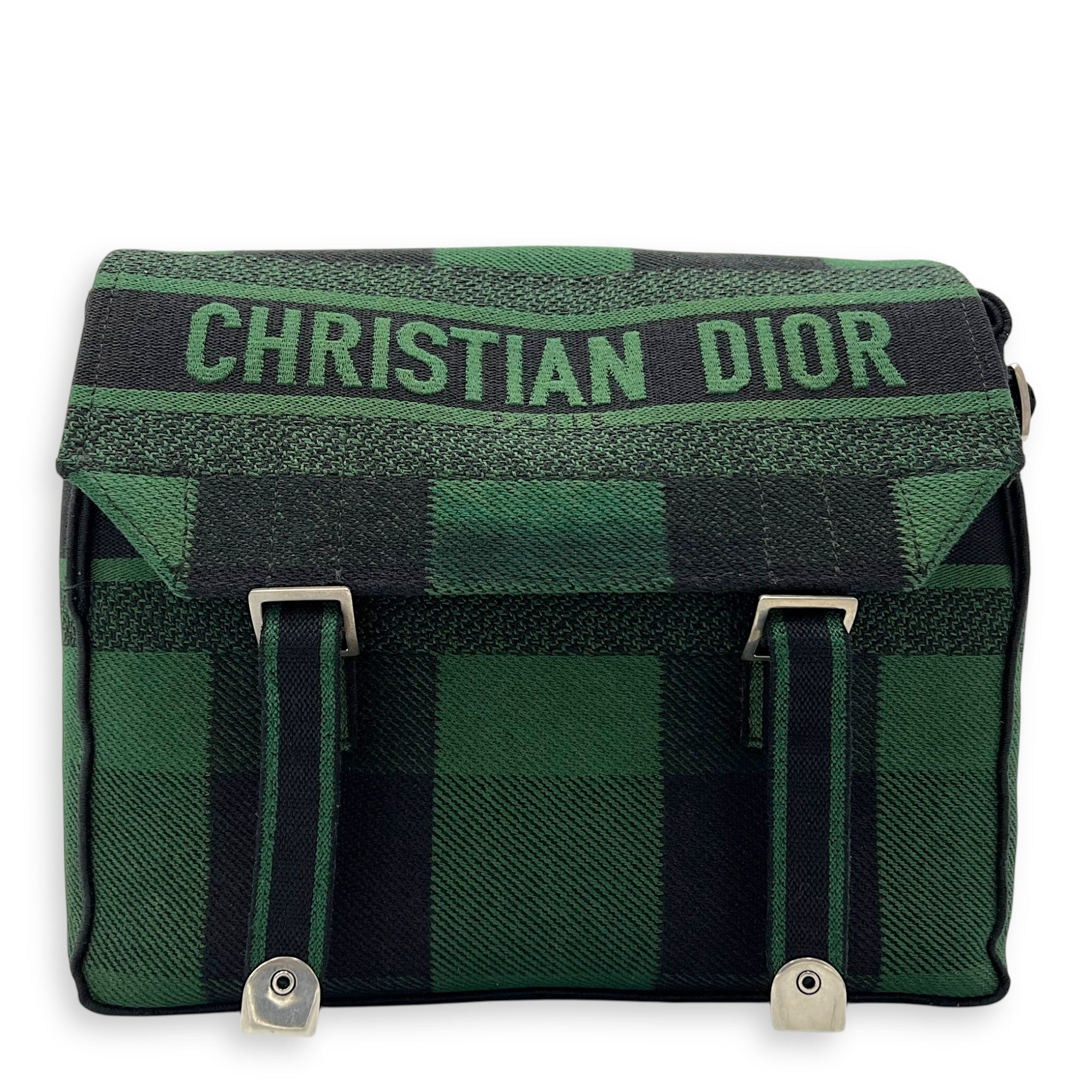 Christian Dior Camp Crossbody Bag Green in Canvas, Silver hardware_1