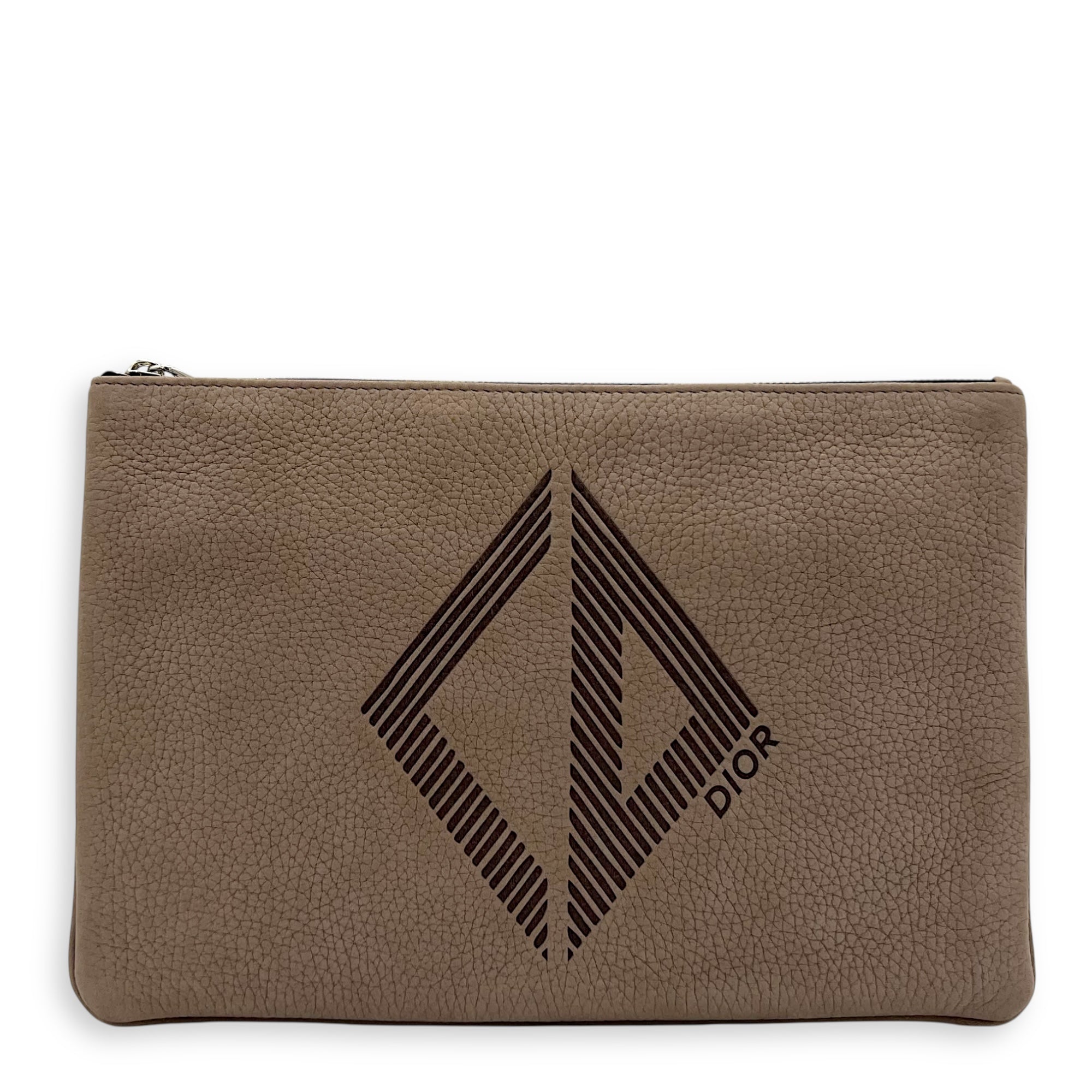 Christian Dior Clutch  Clutch Small Brown in Calfskin, Silver hardware_1