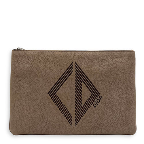 Christian Dior Clutch  Clutch Small Brown in Calfskin, Silver hardware_1