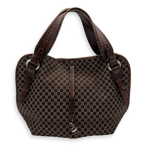 Celine Bittersweet Brown Tote Bag in Canvas, Gold hardware_1