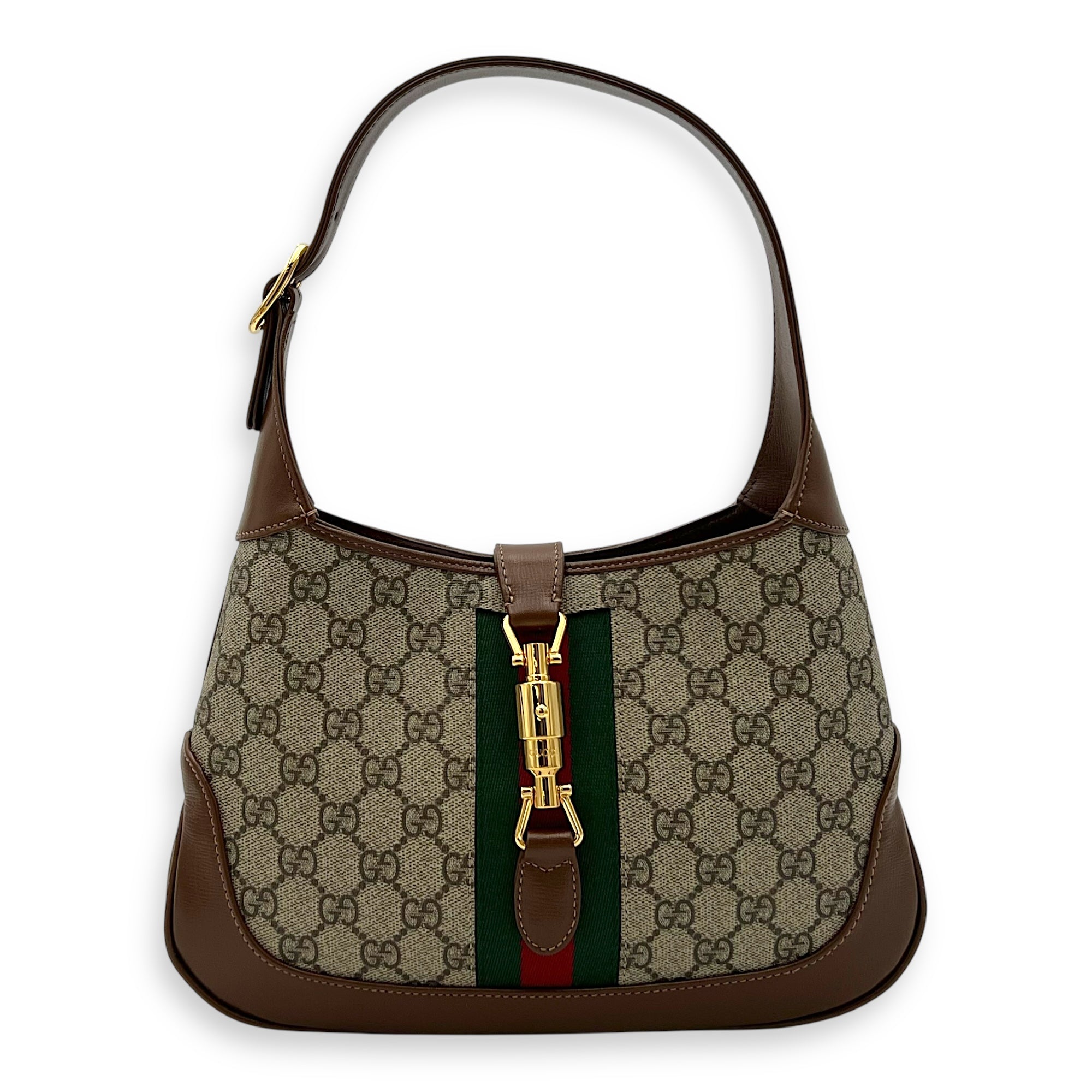 Gucci Jackie 1961 Top Handle Bag Brown in Coated Canvas, Gold hardware_1