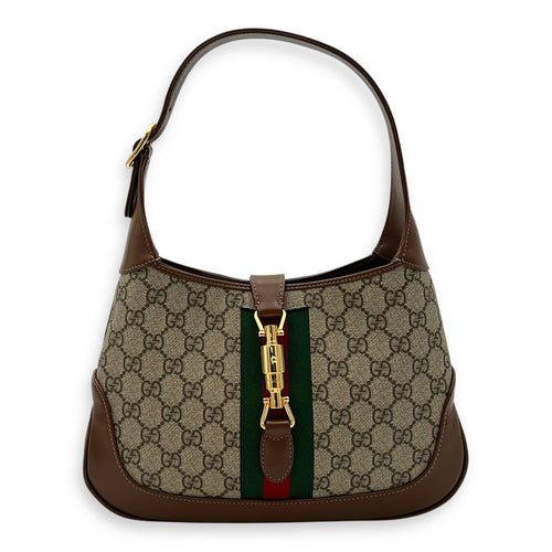 Gucci Jackie 1961 Top Handle Bag Brown in Coated Canvas, Gold hardware_1