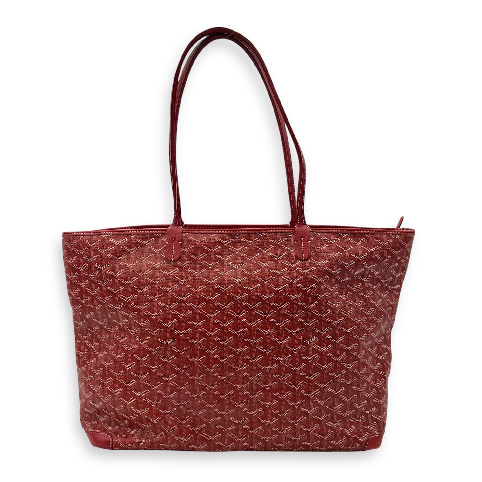Goyard Artois MM Red Tote Bag in Coated Canvas, Silver hardware_1