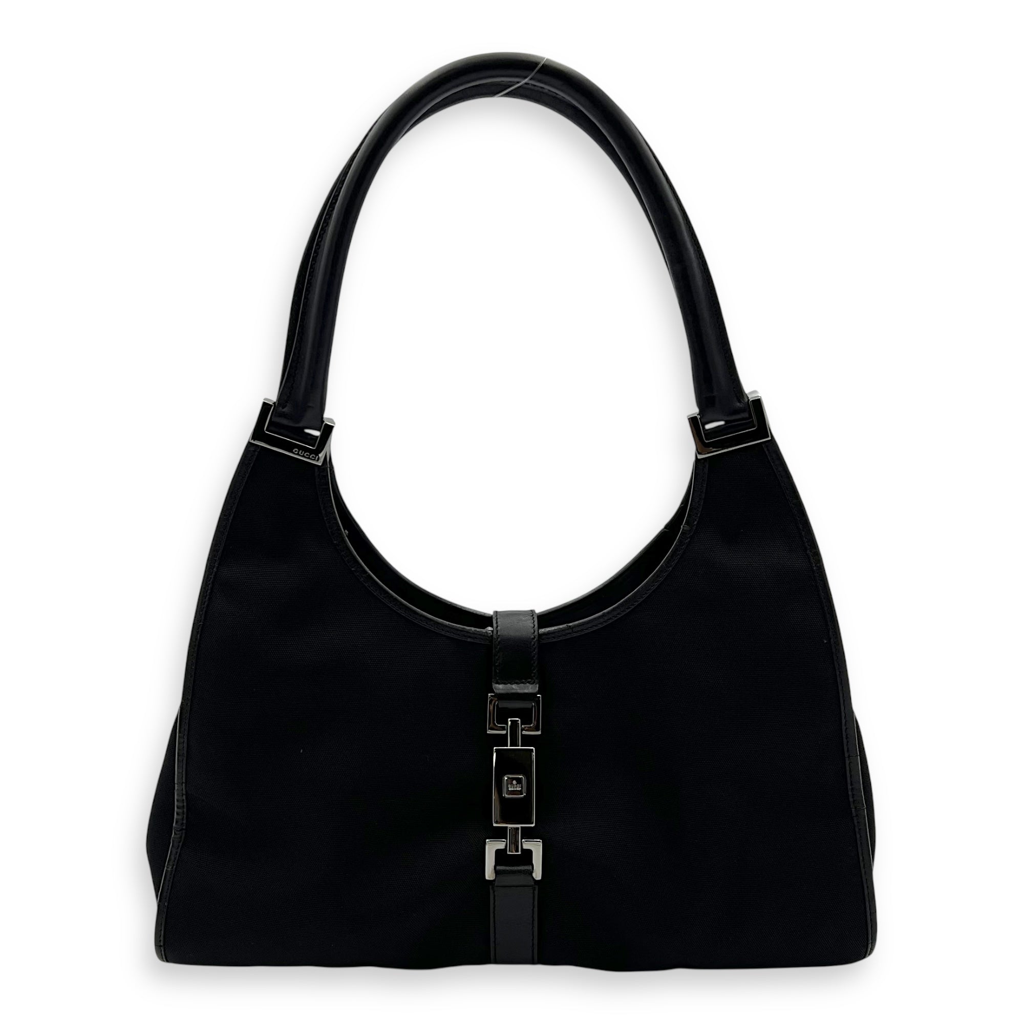 Gucci Jackie 1961 Shoulder Bag Black in Canvas, Silver hardware_1