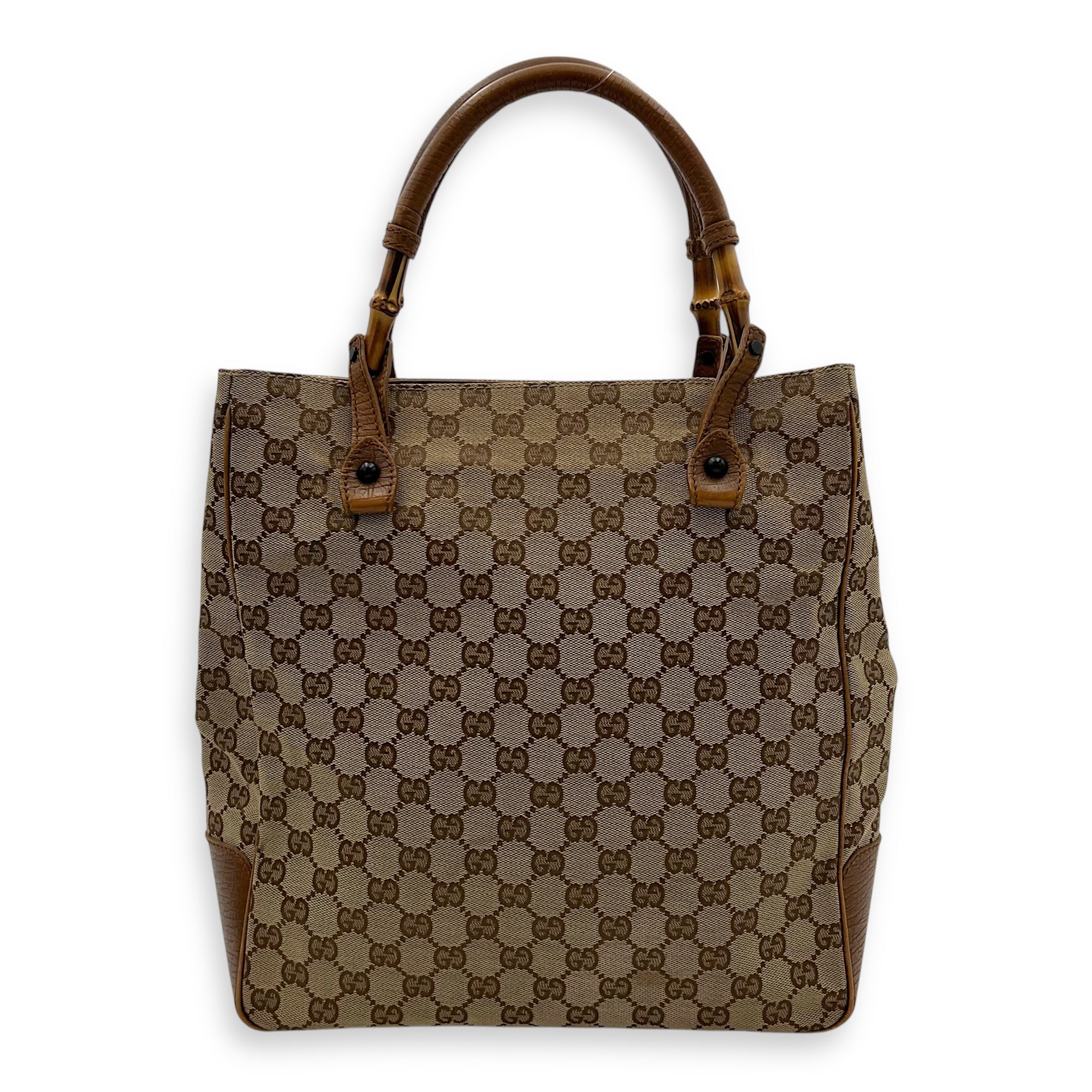 Gucci GG Top Handle Bag Brown in Canvas, Gold hardware_1