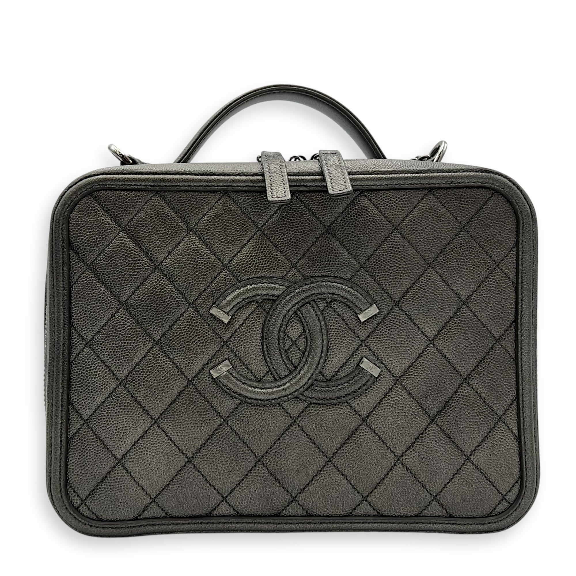 Chanel black lambskin vanity case gold hardware | Vintage-United