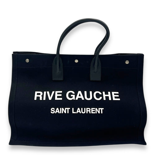 Saint Laurent Rive Gauche Tote Bag Black in Canvas, Silver hardware_1
