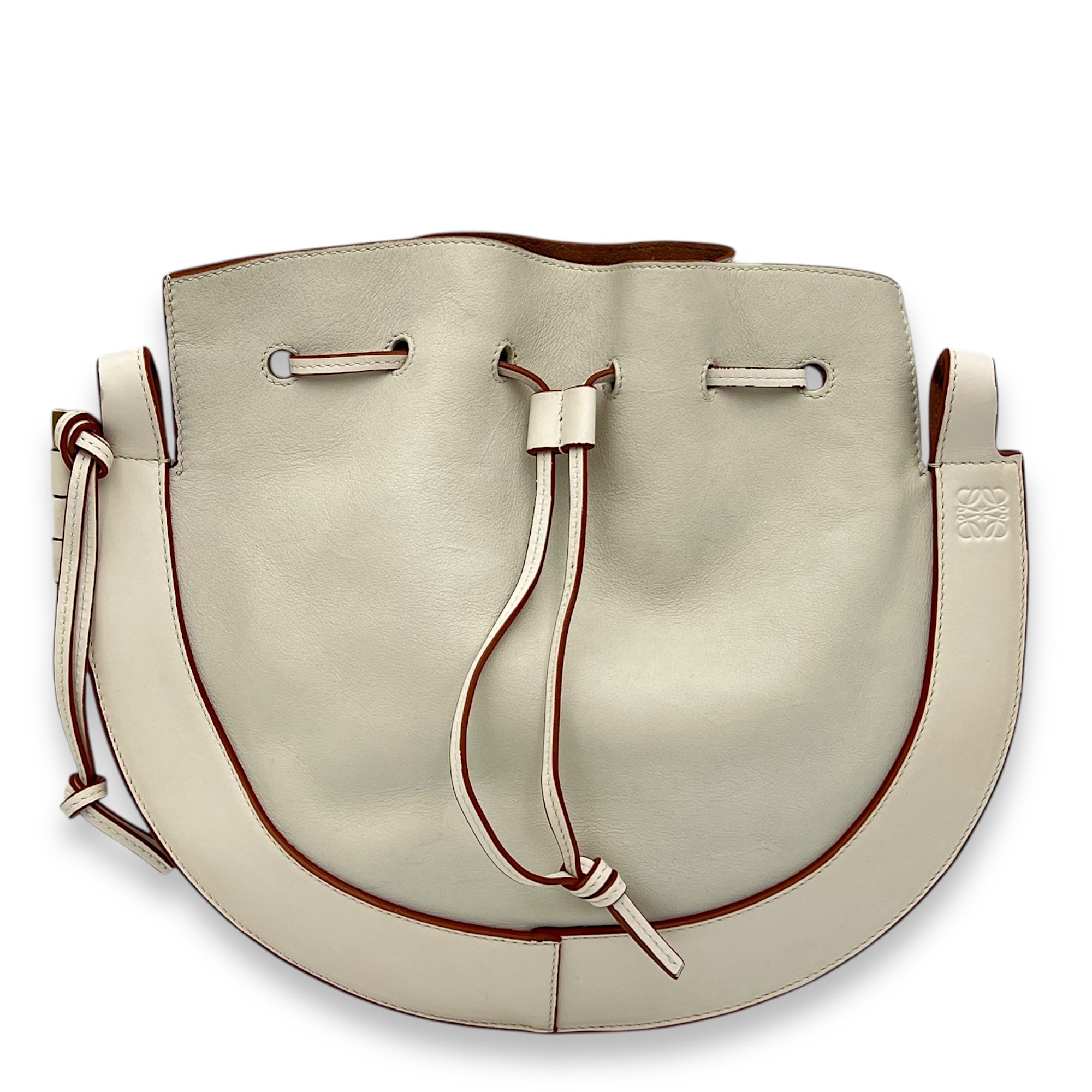 Loewe Horseshoe Crossbody Bag White in Calfskin, Gold hardware_1