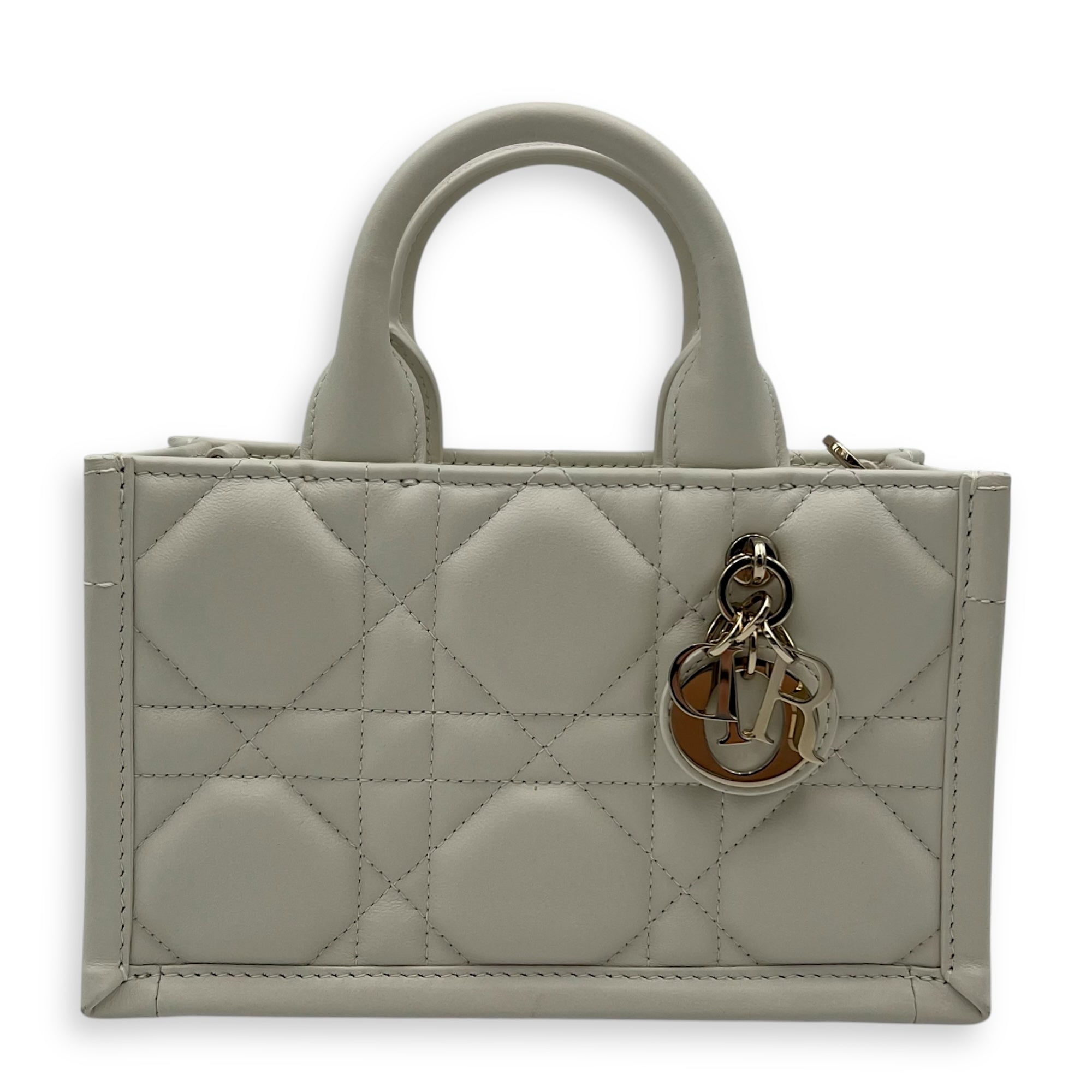 Christian Dior Book Tote Mini Latte Macrocannage Tote Bag in Calfskin, Gold hardware_1