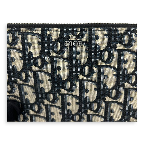 Christian Dior Zipped Pouch Shoulder Bag Blue in Jacquard, Silver hardware_8