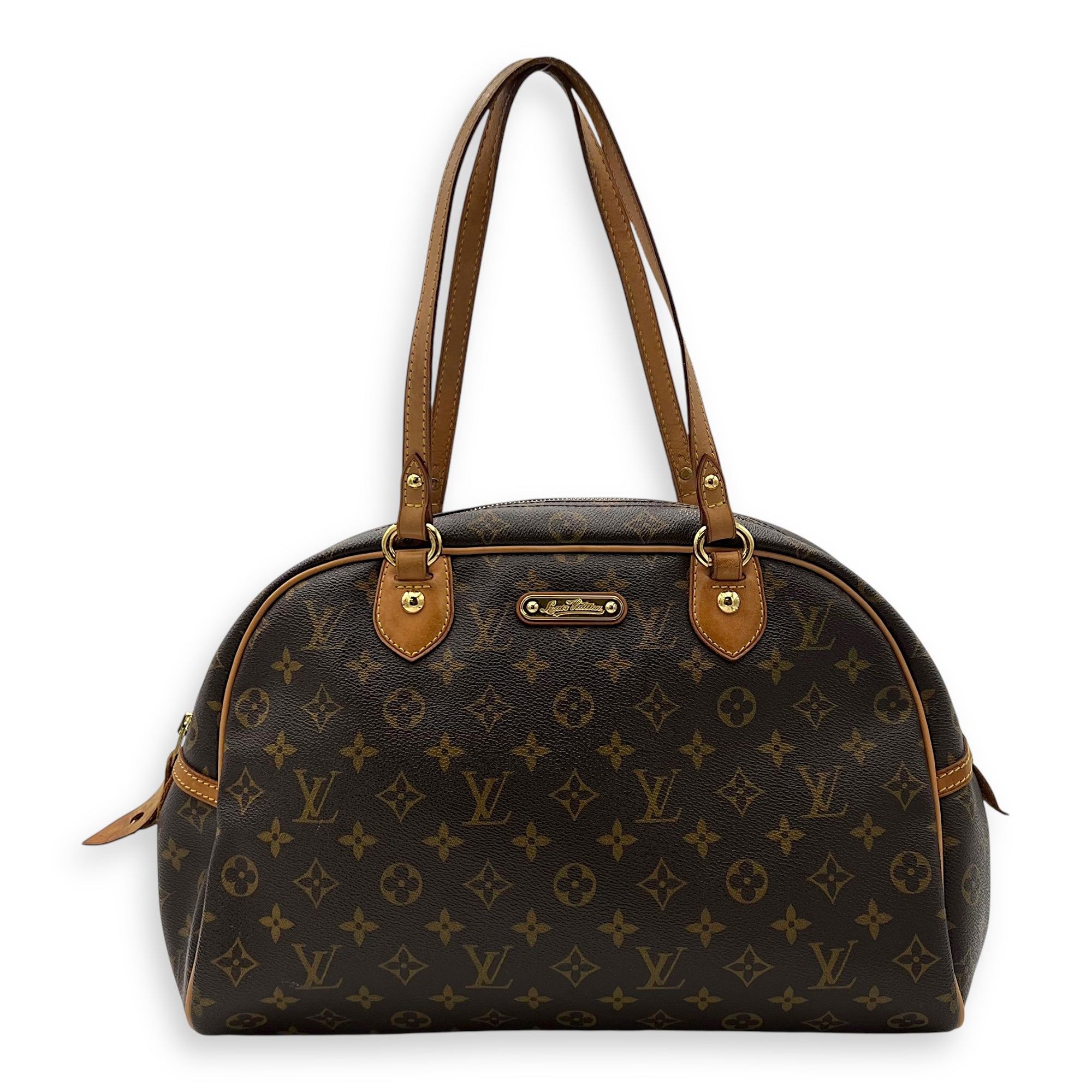 Louis Vuitton Montorgueil Shoulder Bag Brown in Monogram Coated Canvas, Gold hardware_1