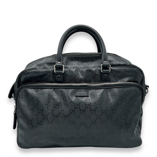 Gucci GG Top Handle Bag Black in Coated Canvas, Silver hardware_1
