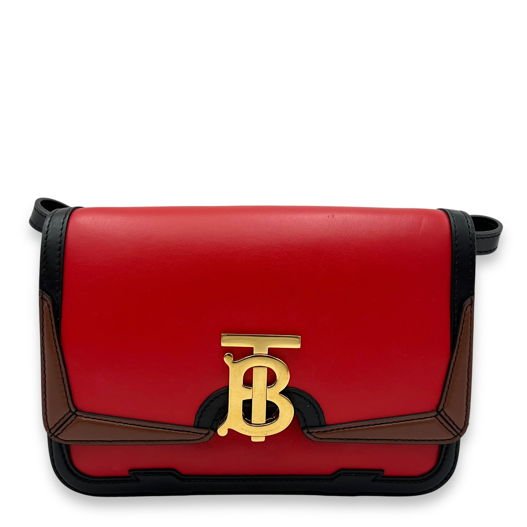 Burberry  TB Red Crossbody Bag in Calfskin, Gold hardware_1