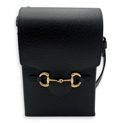 Gucci Horsebit 1955 Black Crossbody Bag in Calfskin, Gold hardware_1