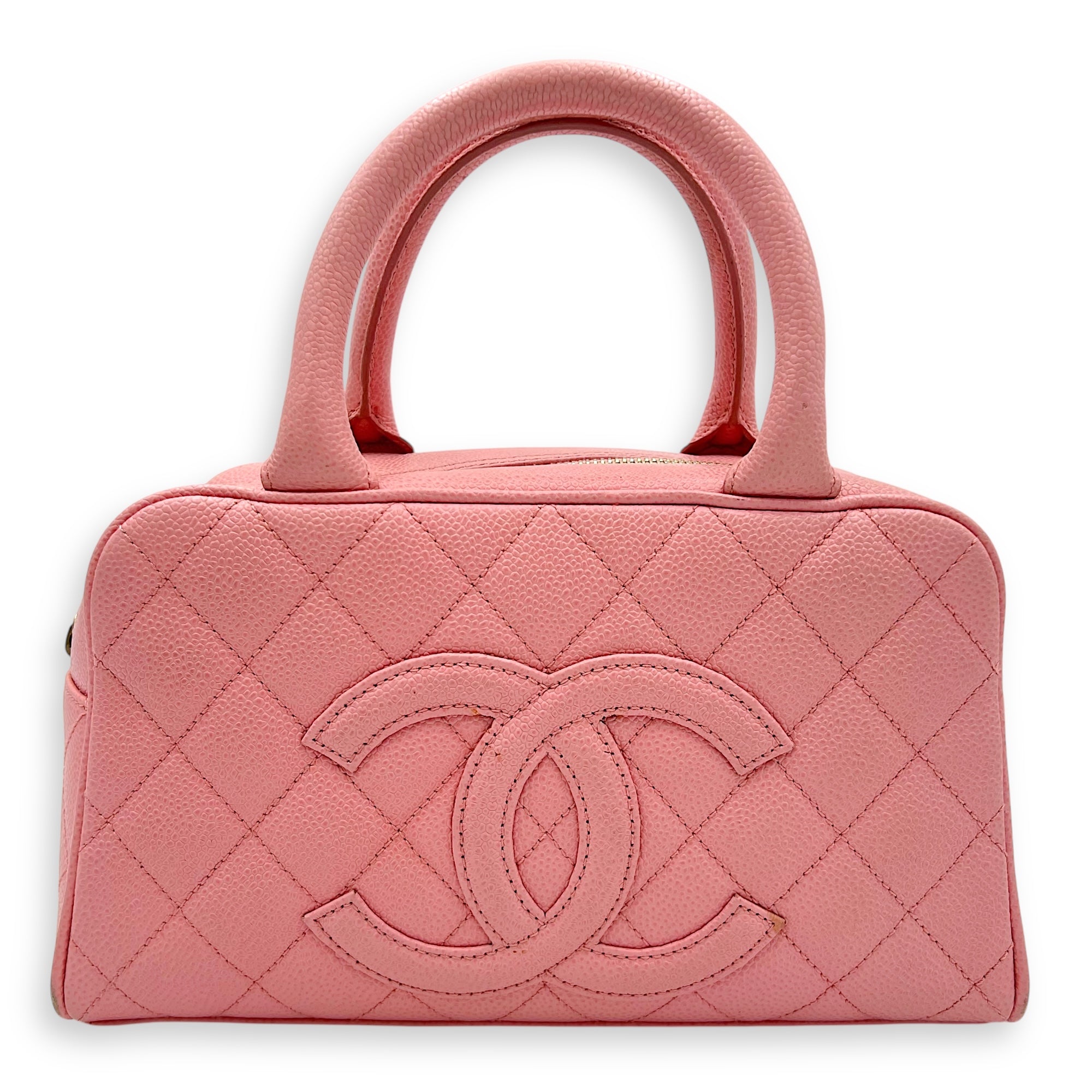 Chanel Bowling Pink Top Handle Bag in Caviar Leather, Gold hardware_1