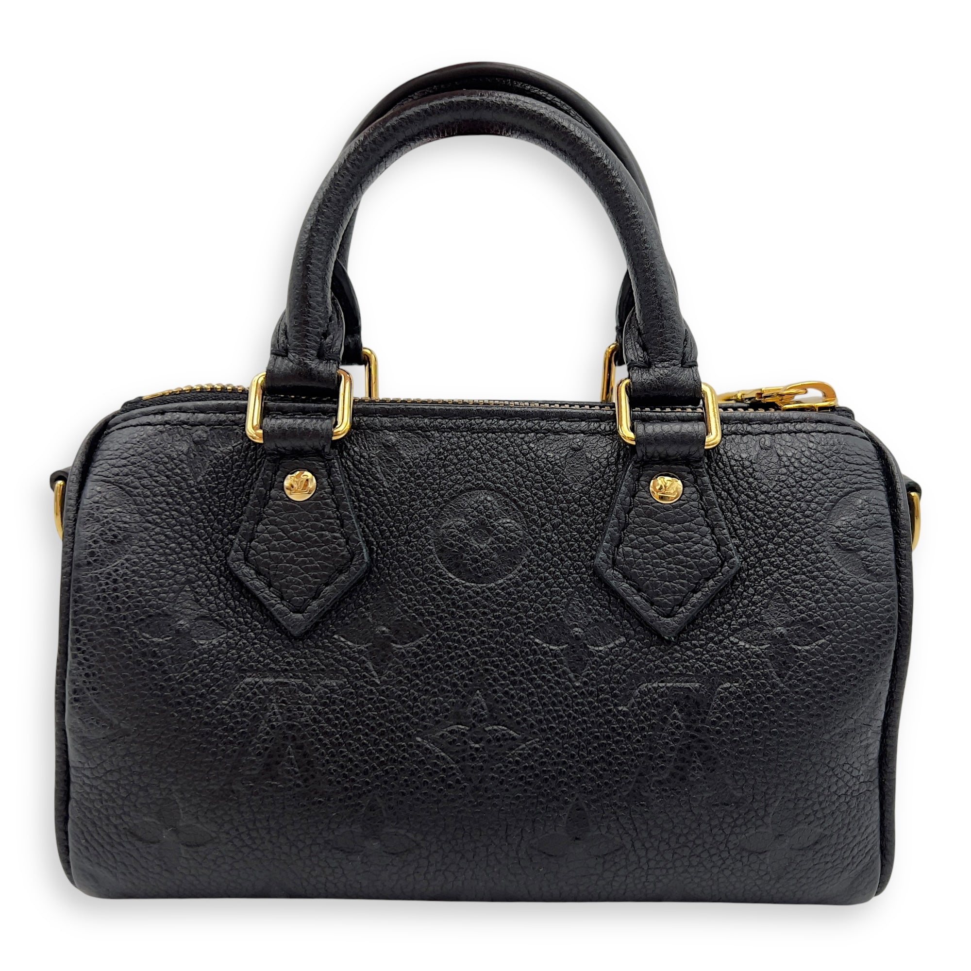 Louis Vuitton Speedy Nano Black Top Handle Bag in Monogram Empreinte Leather, Gold hardware_1