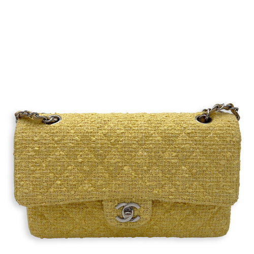 Chanel Classic Shoulder Bag Yellow in Tweed, Silver hardware_1