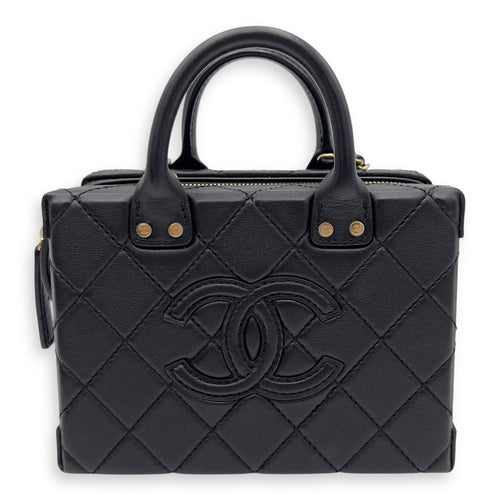 Chanel CC Black Top Handle Bag in Calfskin, Gold hardware_1