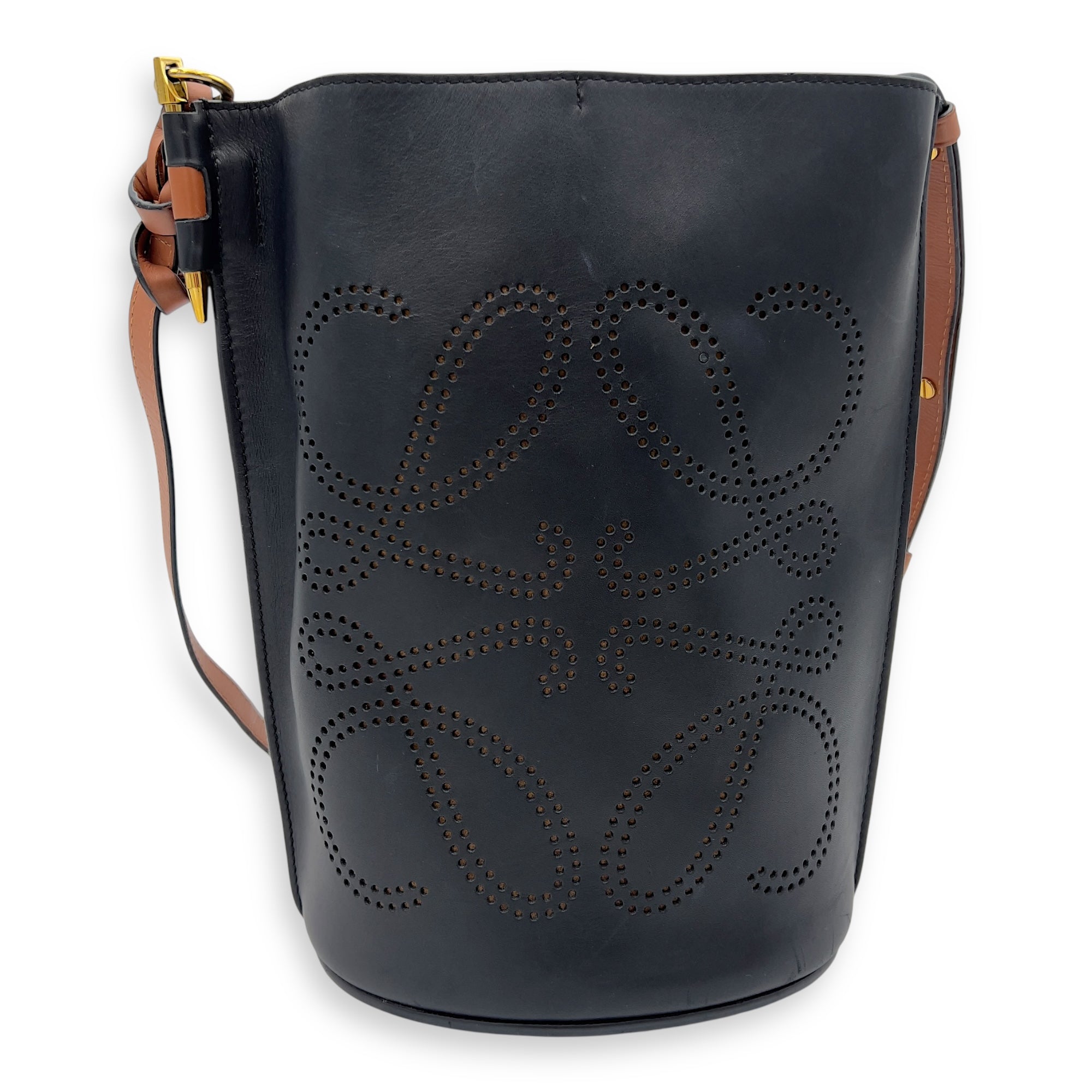 Loewe Anagram Shoulder Bag Brown in Calfskin, Gold hardware_1