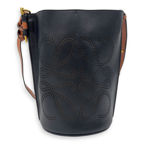 Loewe Anagram Shoulder Bag Brown in Calfskin, Gold hardware_1