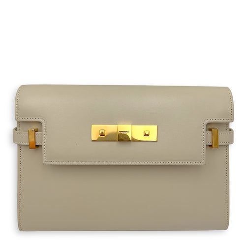 Saint Laurent Manhattan Shoulder Bag White in Calfskin, Gold hardware_1