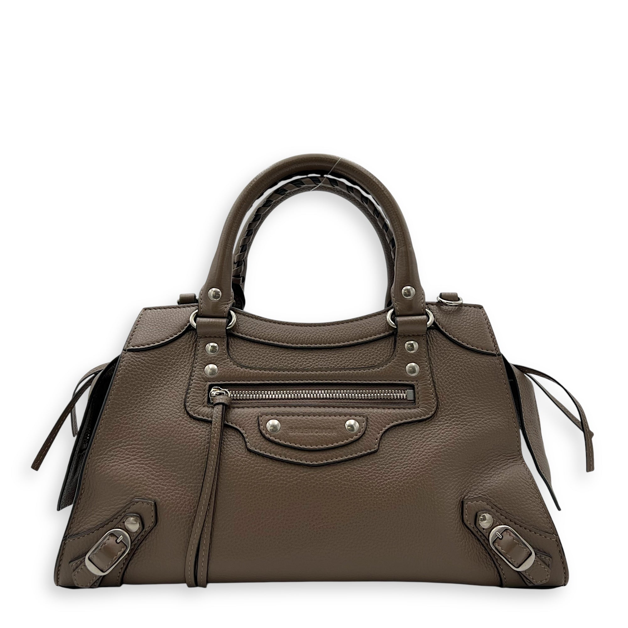 Balenciaga Neo Classic Top Handle Bag Brown in Calfskin, Silver hardware_1