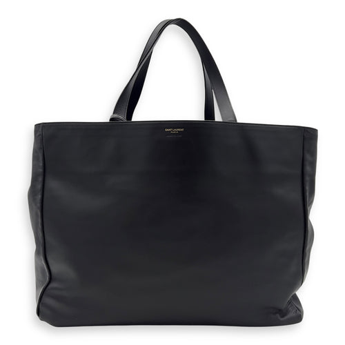 Saint Laurent Shopper Black Tote Bag in Calfskin, Gold hardware_1
