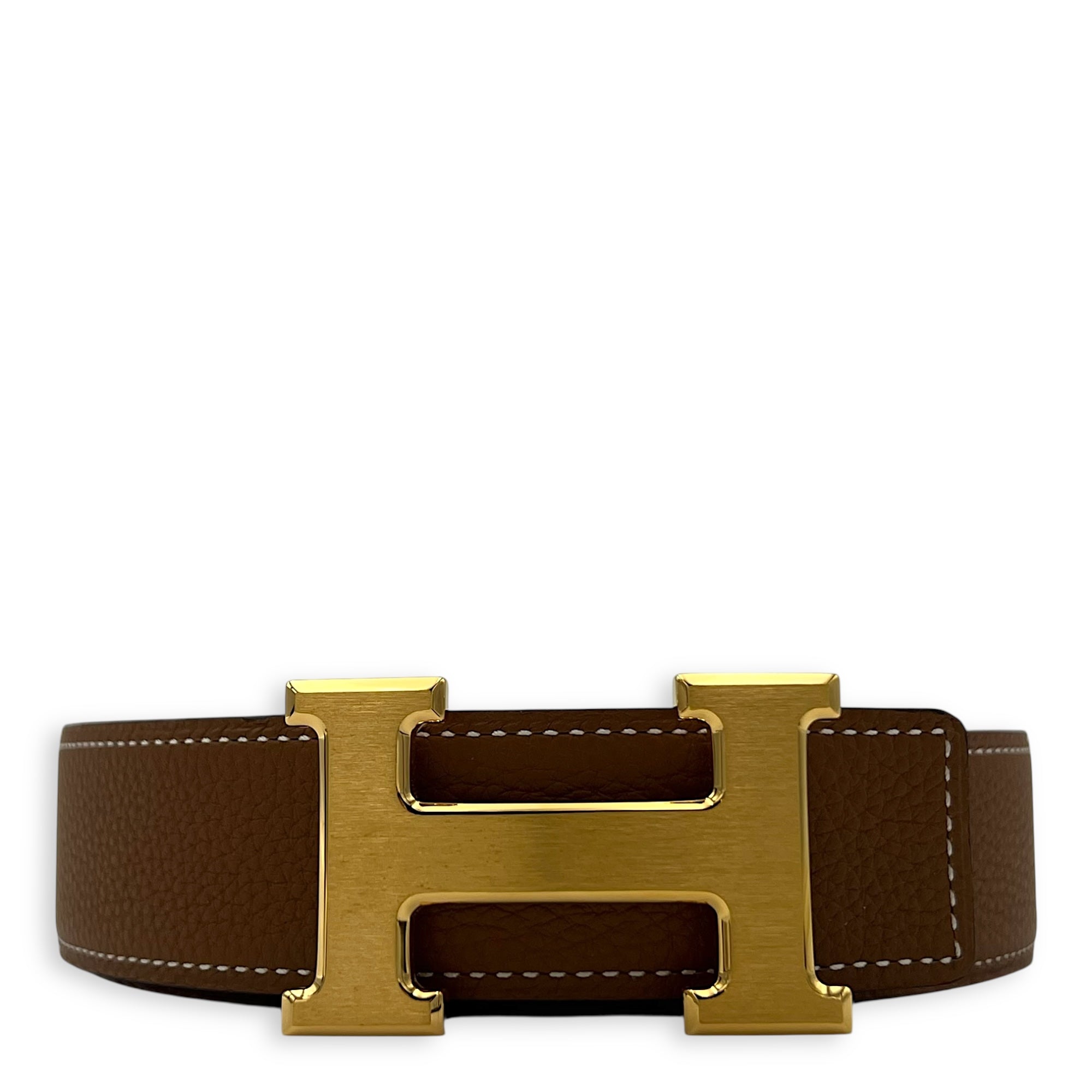 Hermès H buckle Gold Belt in Calfskin, Gold hardware_1