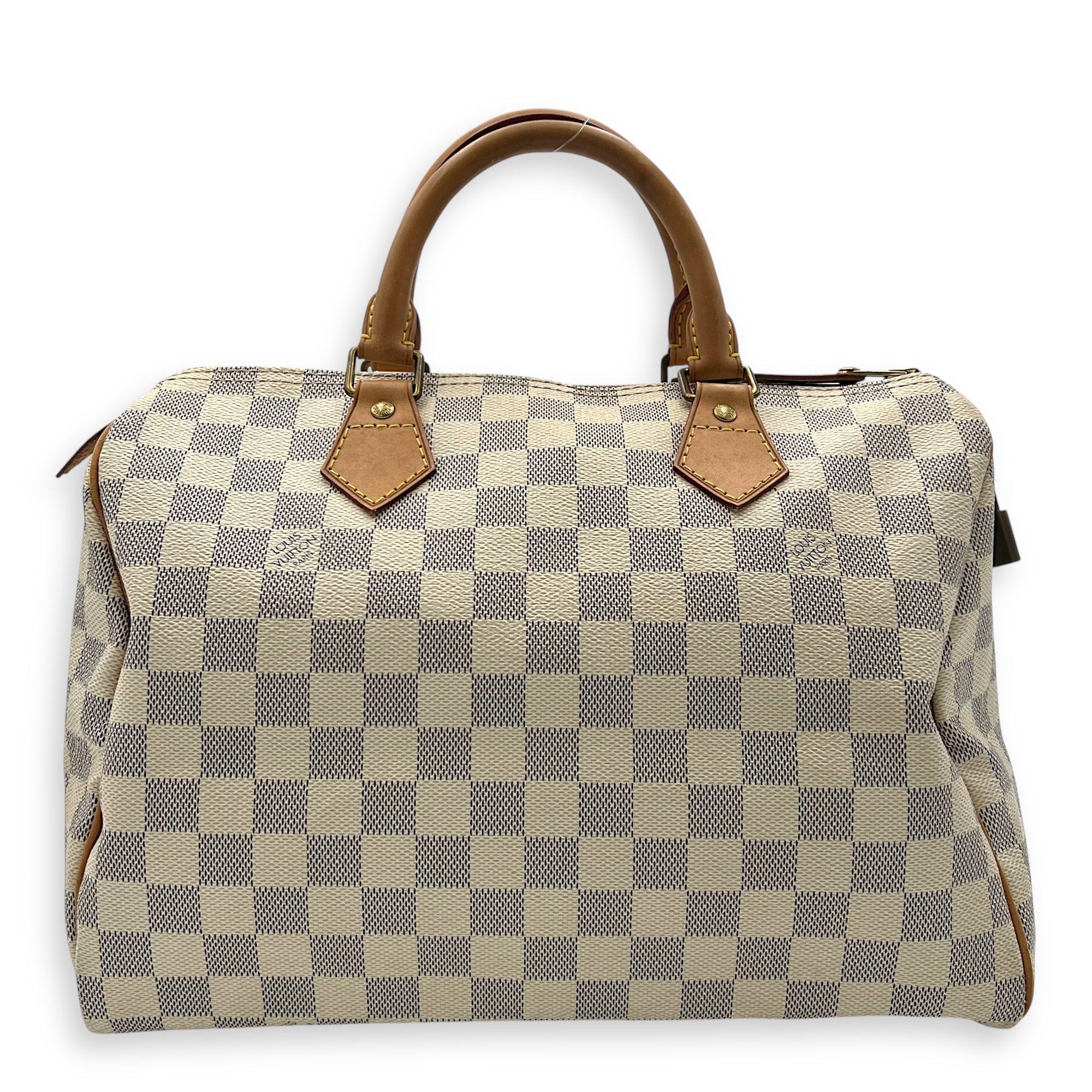 Louis Vuitton Speedy Top Handle Bag 30 White in Canvas, Gold hardware_1