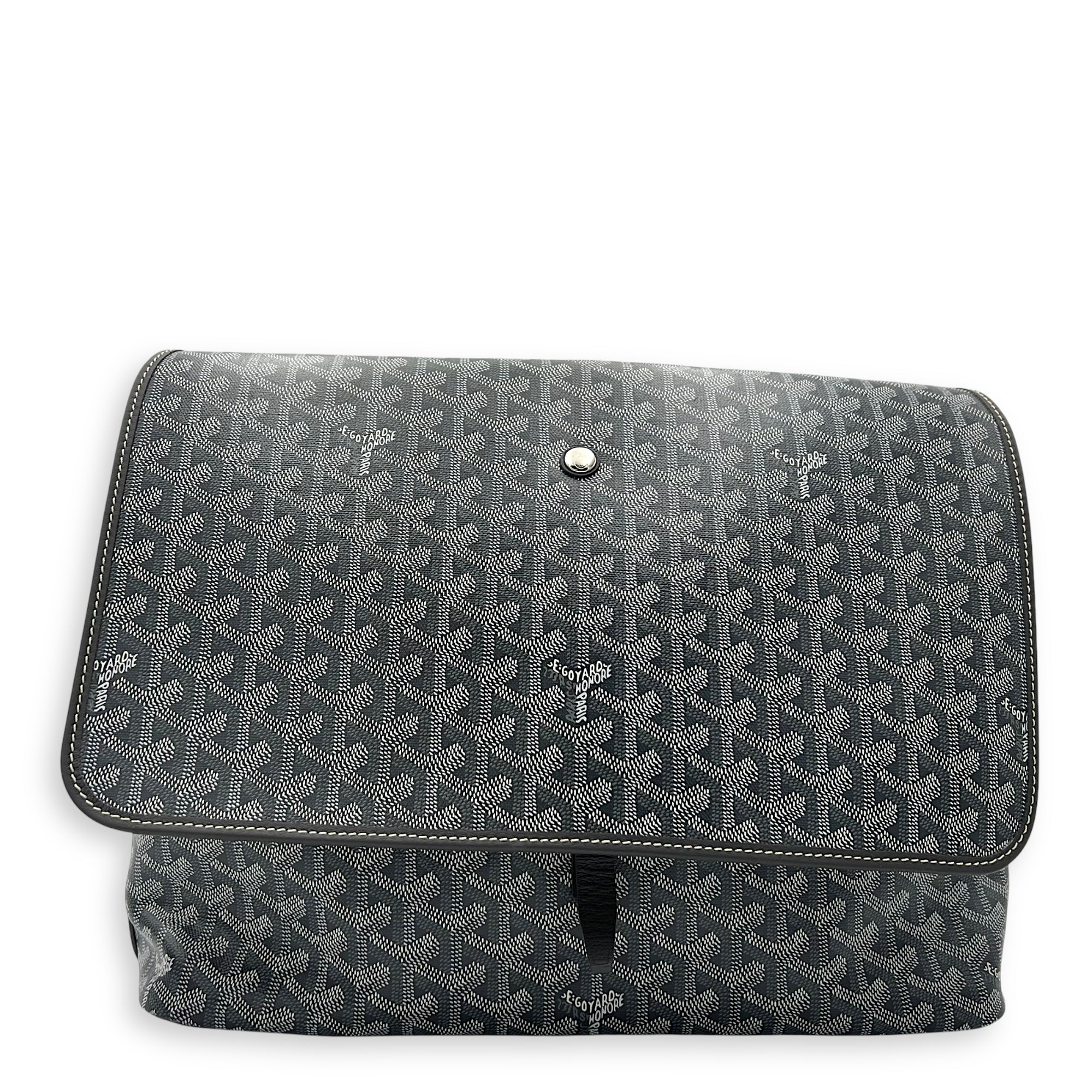 Goyard Capetien MM Grey Shoulder Bag in Coated Canvas, Silver hardware_1