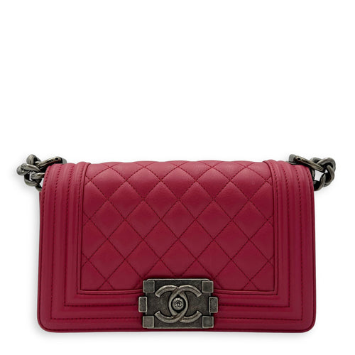 Chanel Boy Shoulder Bag Pink in Calfskin, Ruthenium hardware_1