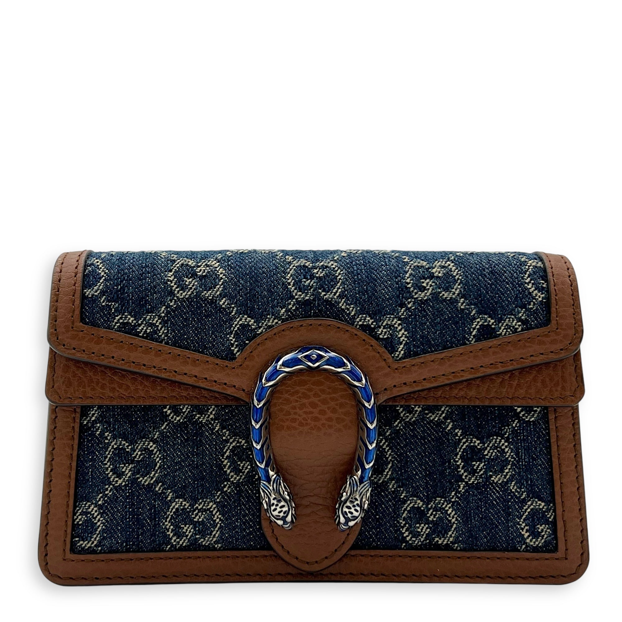 Gucci Dionysus Super Mini Blue Crossbody Bag in Denim, Ruthenium hardware_1