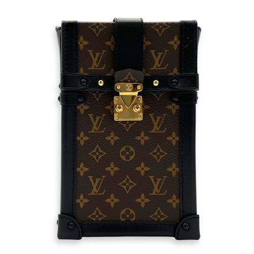 Louis Vuitton Vertical Trunk Brown Crossbody Bag in Monogram Coated Canvas, Gold hardware_1
