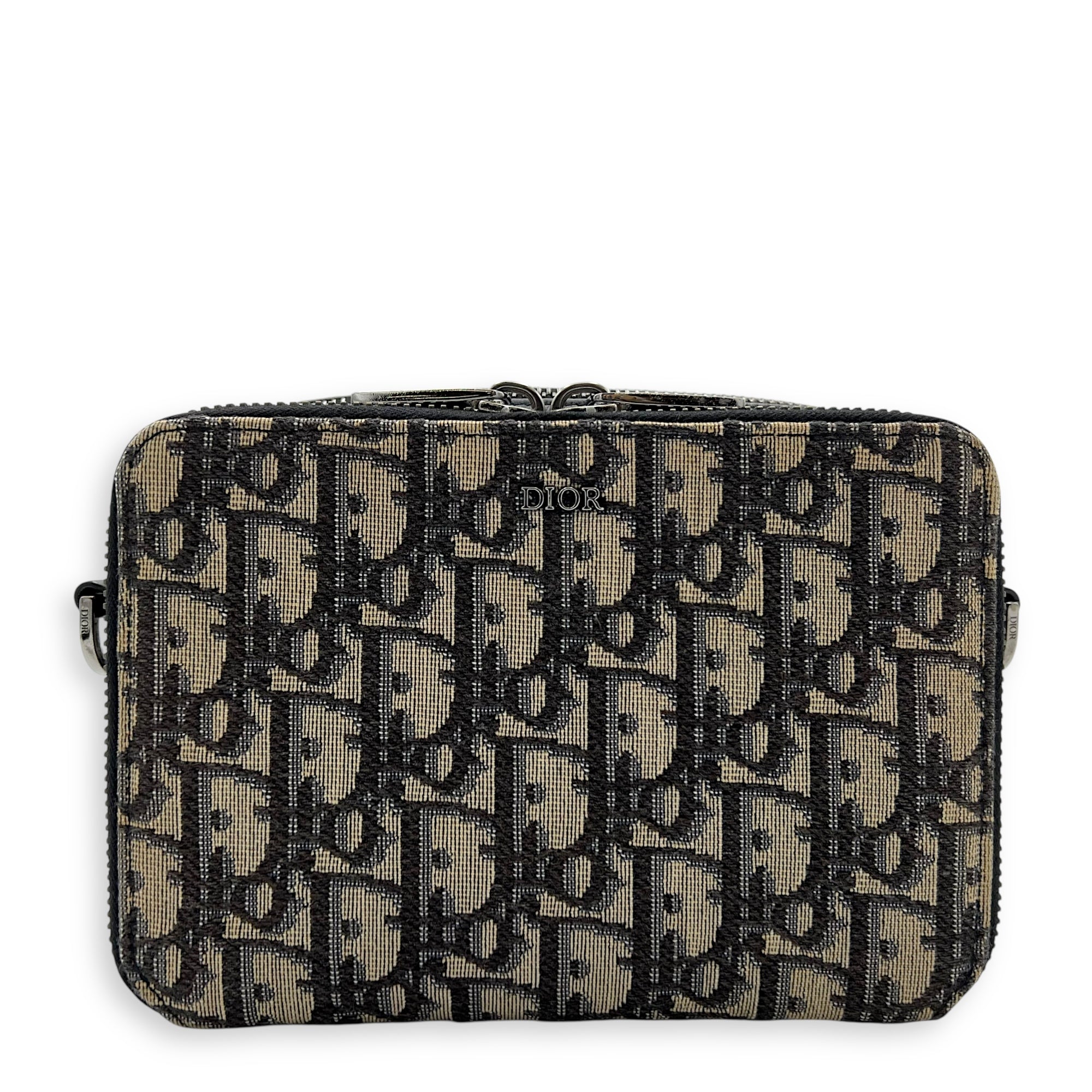 Christian Dior Oblique Mini Blue Camera Bag in Jacquard, Silver hardware_1