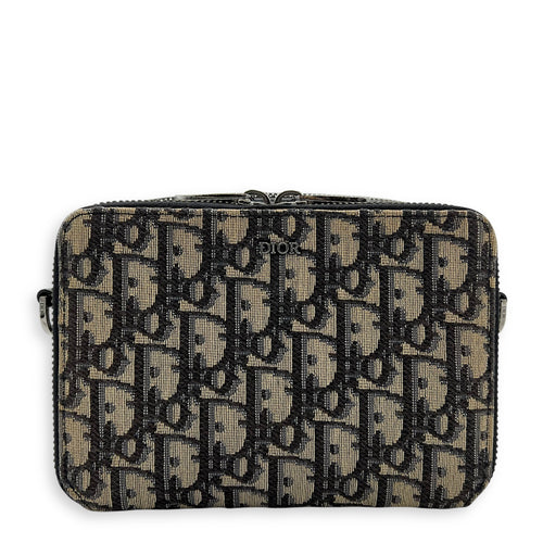 Christian Dior Oblique Mini Blue Camera Bag in Jacquard, Silver hardware_1