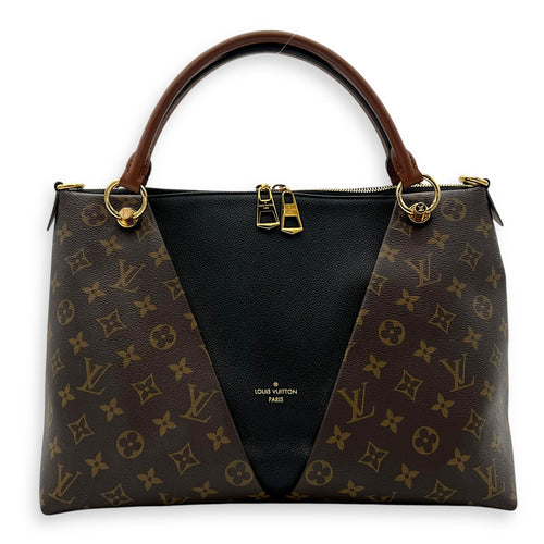 Louis Vuitton V MM Brown Top Handle Bag in Monogram Coated Canvas, Gold hardware_1