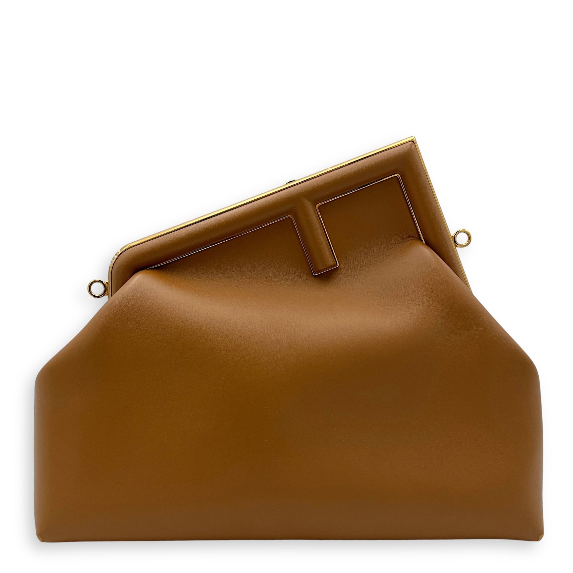 Fendi First Clutch Brown in Calfskin, Gold hardware_1