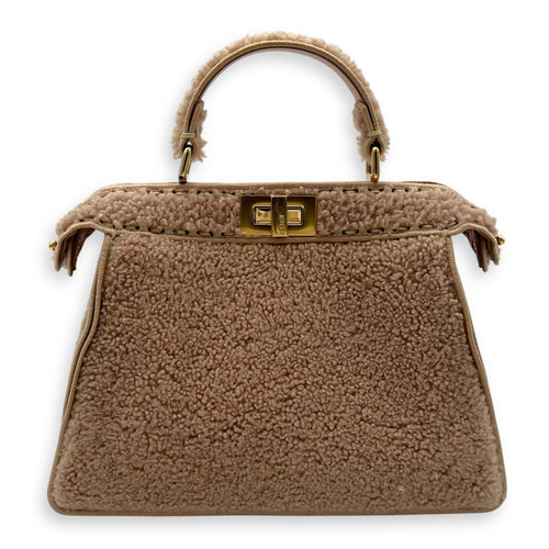 Fendi Iseeu Top Handle Bag Pink in Wool, Gold hardware_1
