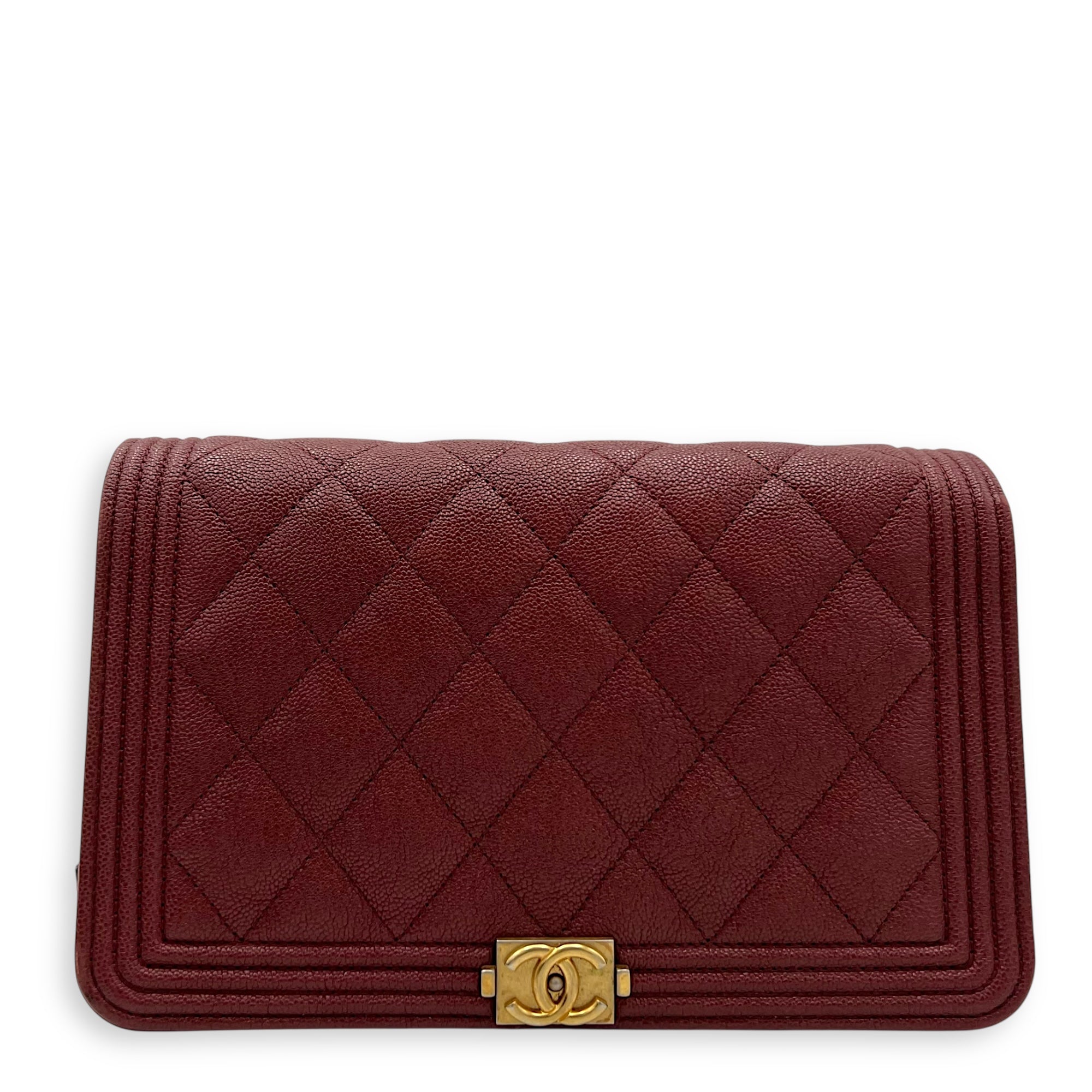 Chanel Boy Wallet On Chain Red in Caviar Leather, Gold hardware_1