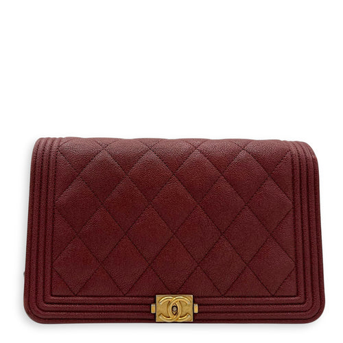 Chanel Boy Wallet On Chain Red in Caviar Leather, Gold hardware_1