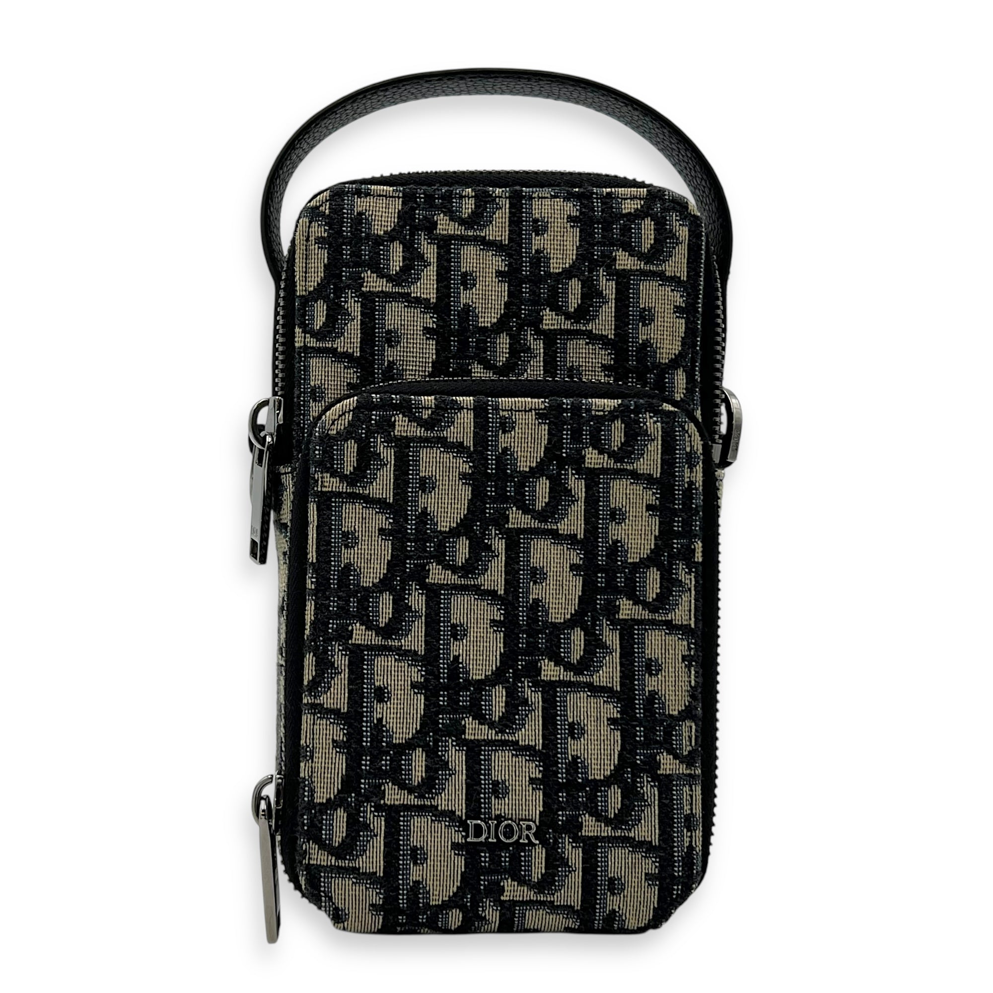 Christian Dior Oblique Crossbody Bag Blue in Jacquard, Silver hardware_1