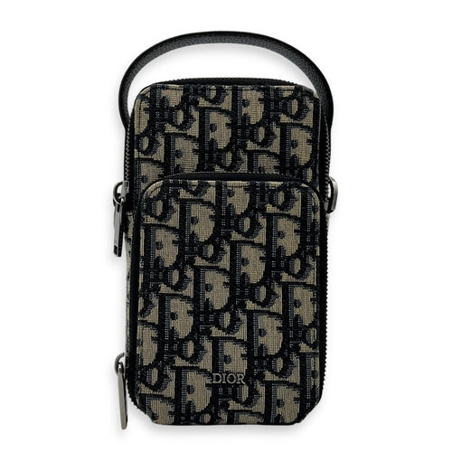 Christian Dior Oblique Crossbody Bag Blue in Jacquard, Silver hardware_1